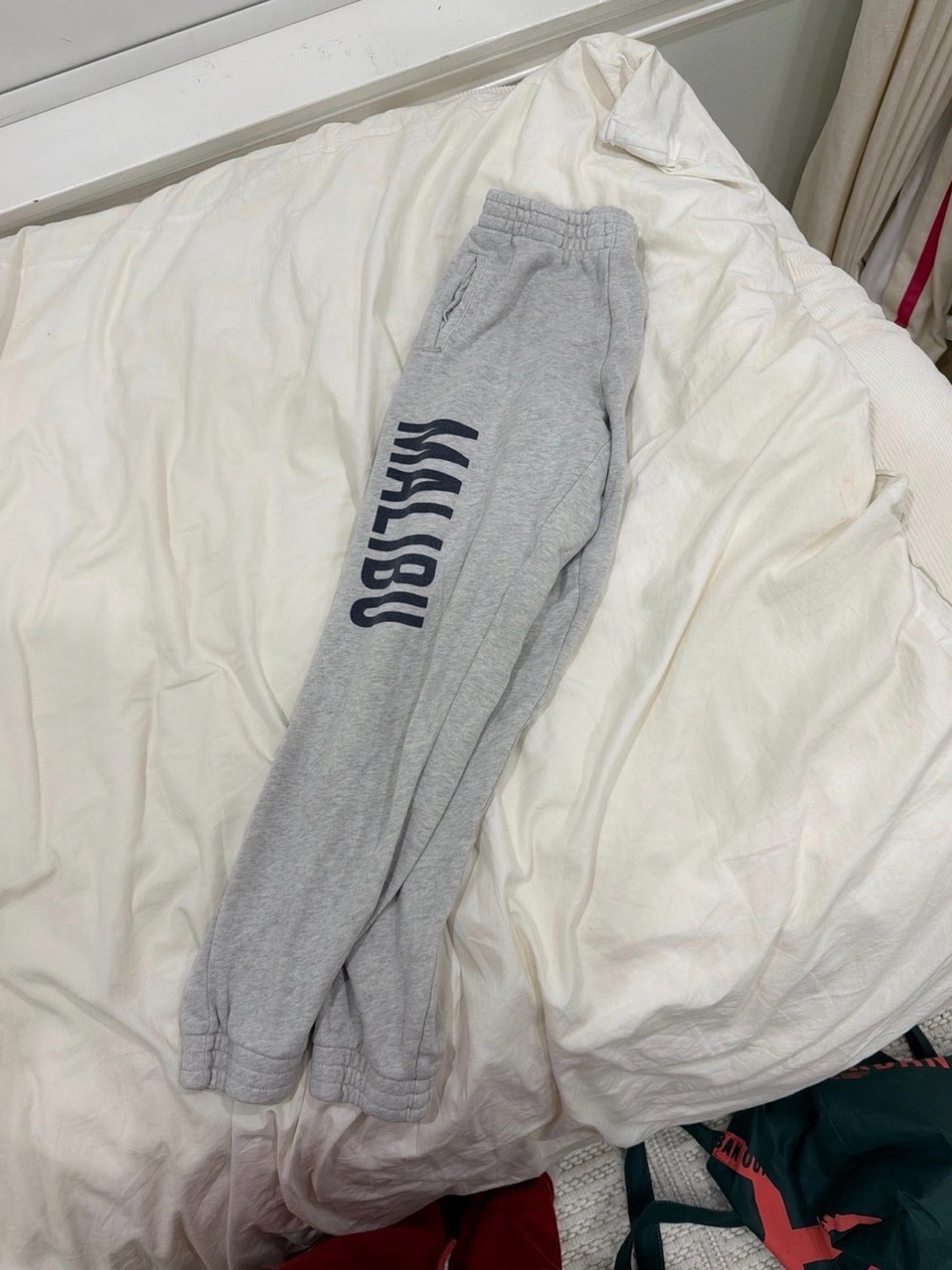 Brandy Melville Gray Sweatpants with Navy Side Logo